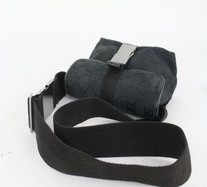 Gucci Black Monogram GG Waist Bag Belt Pouch Fanny Pack 1015g48 For Sale 2