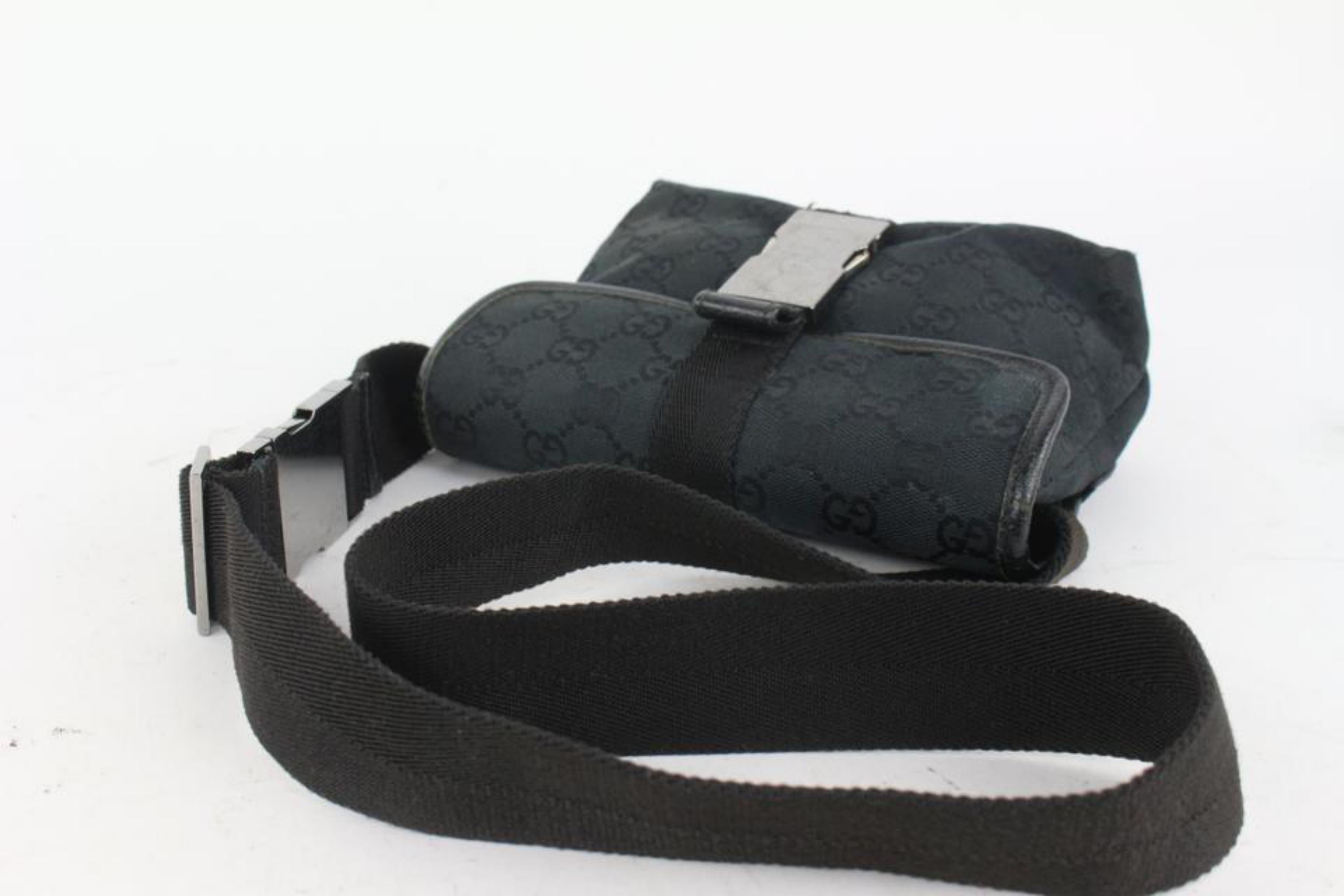 Gucci Black Monogram GG Waist Bag Belt Pouch Fanny Pack 1015g48 For Sale 1