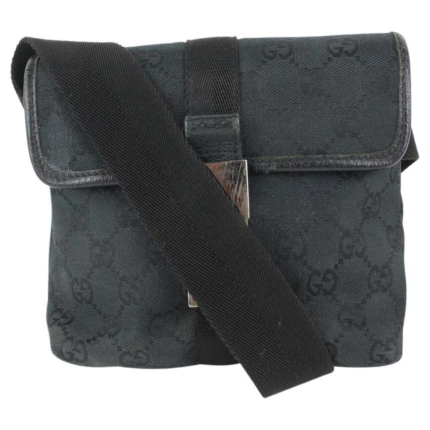 Gucci Black Monogram GG Waist Bag Belt Pouch Fanny Pack 1015g48 For Sale