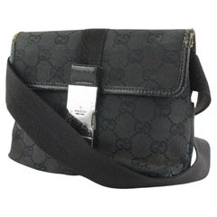 Gucci Black Monogram GG Waist Bag Belt Pouch Fanny Pack 948gks416