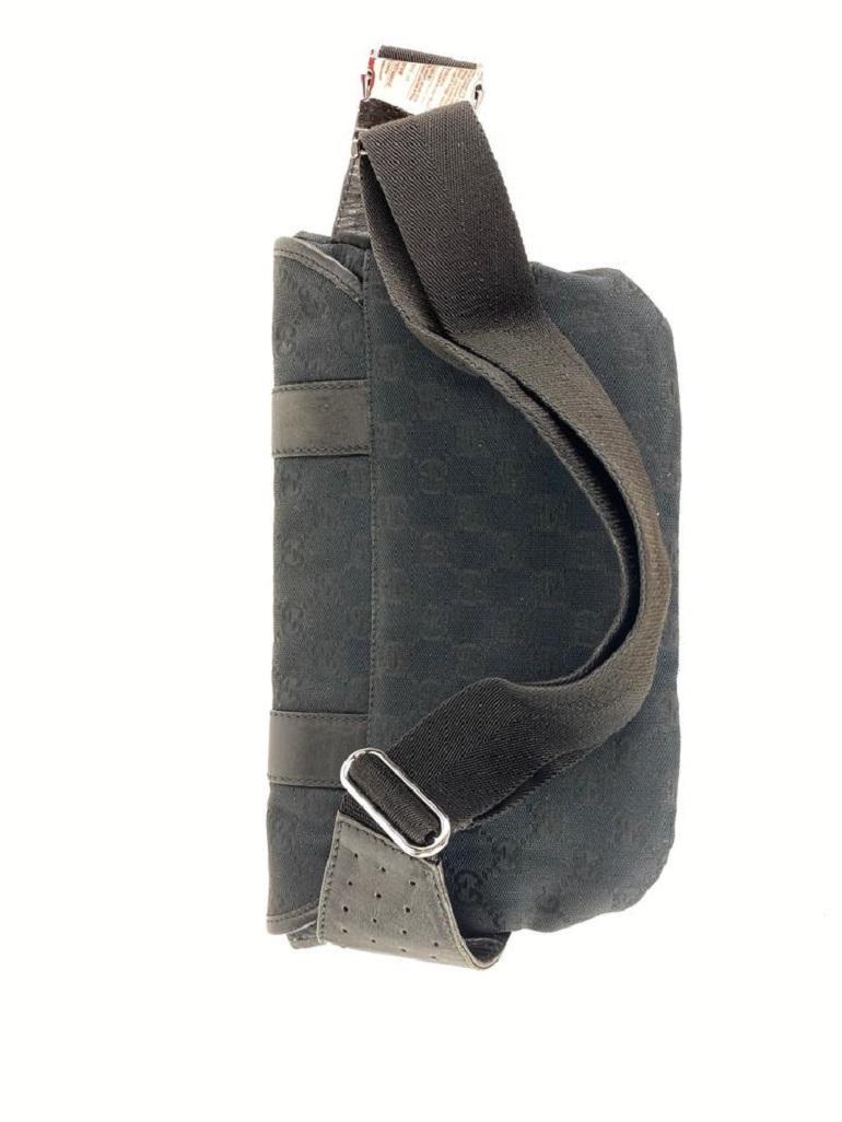 Gucci Black Monogram GG Waist Bag Fanny Pack Belt Pouch 9g122 For Sale 4