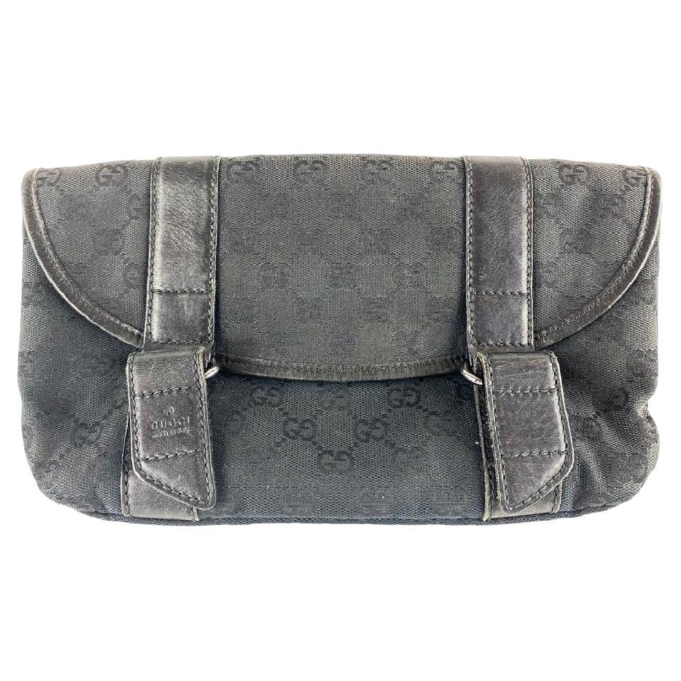 Gucci Black Monogram GG Waist Bag Fanny Pack Belt Pouch 9g122 For Sale