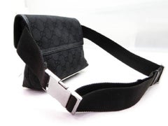 Gucci Black Monogram GG Waist Pouch Fanny Pack Belt Bag 237693
