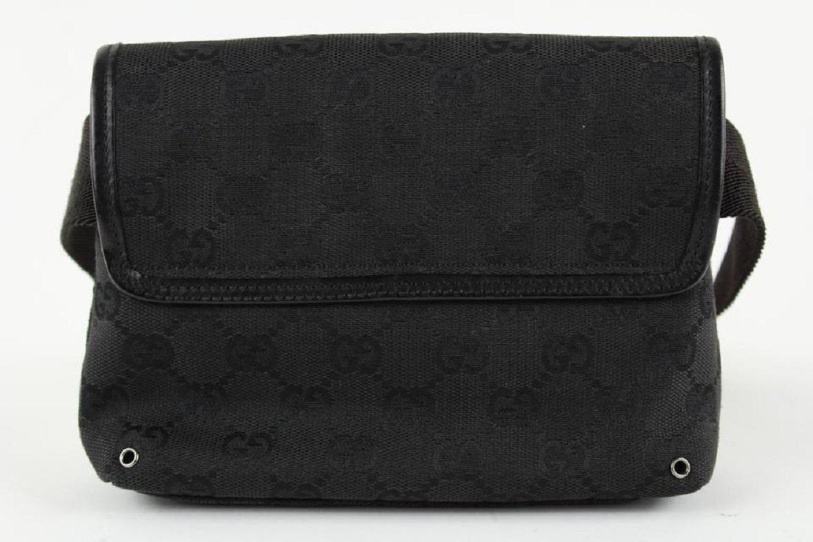 Gucci Black Monogram GG Waist Pouch Fanny Pack Belt Bag  862453 In Good Condition For Sale In Dix hills, NY