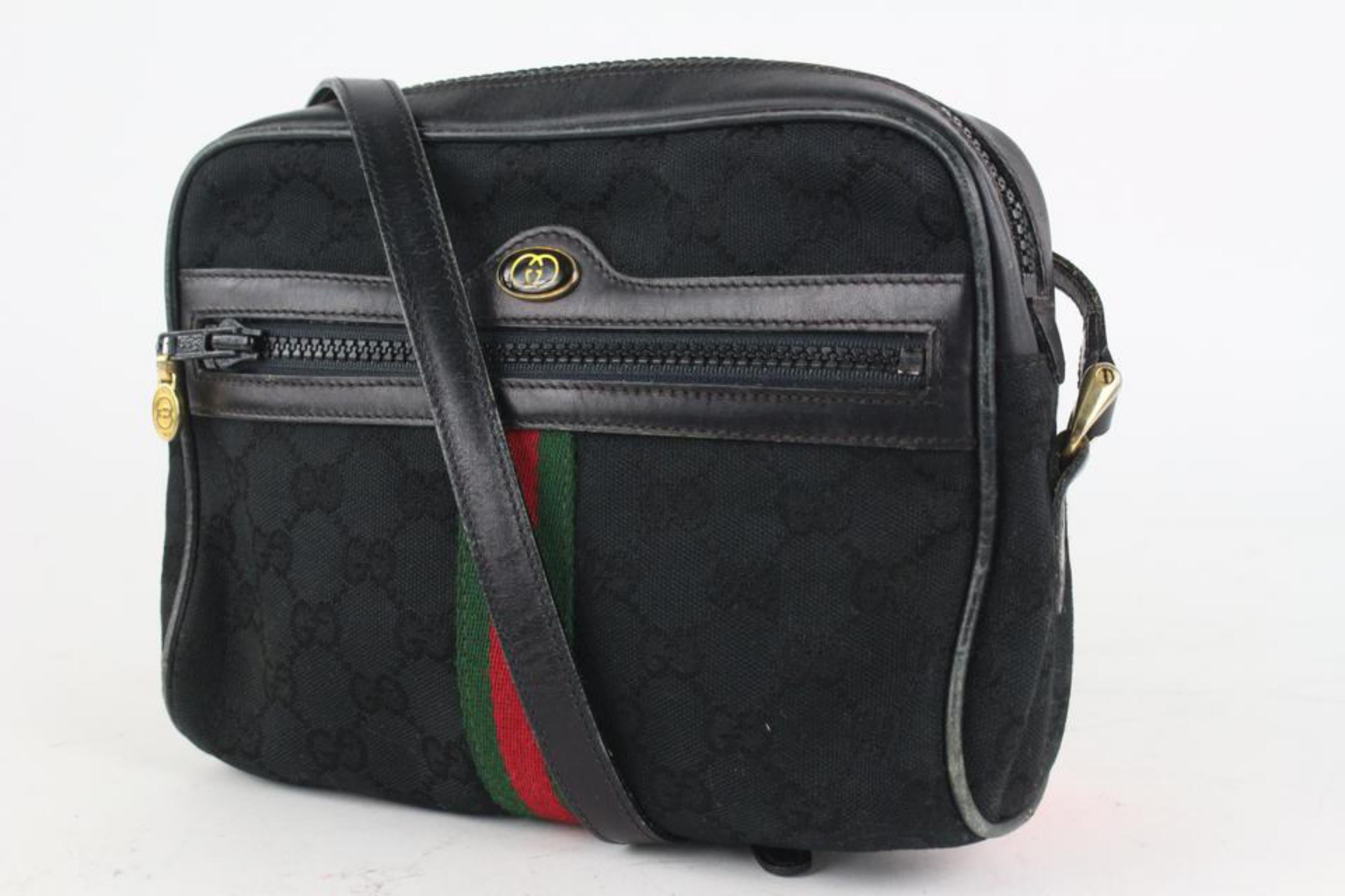 Gucci Black Monogram GG Web Ophidia Crossbody Bag 4GG1013 For Sale 5