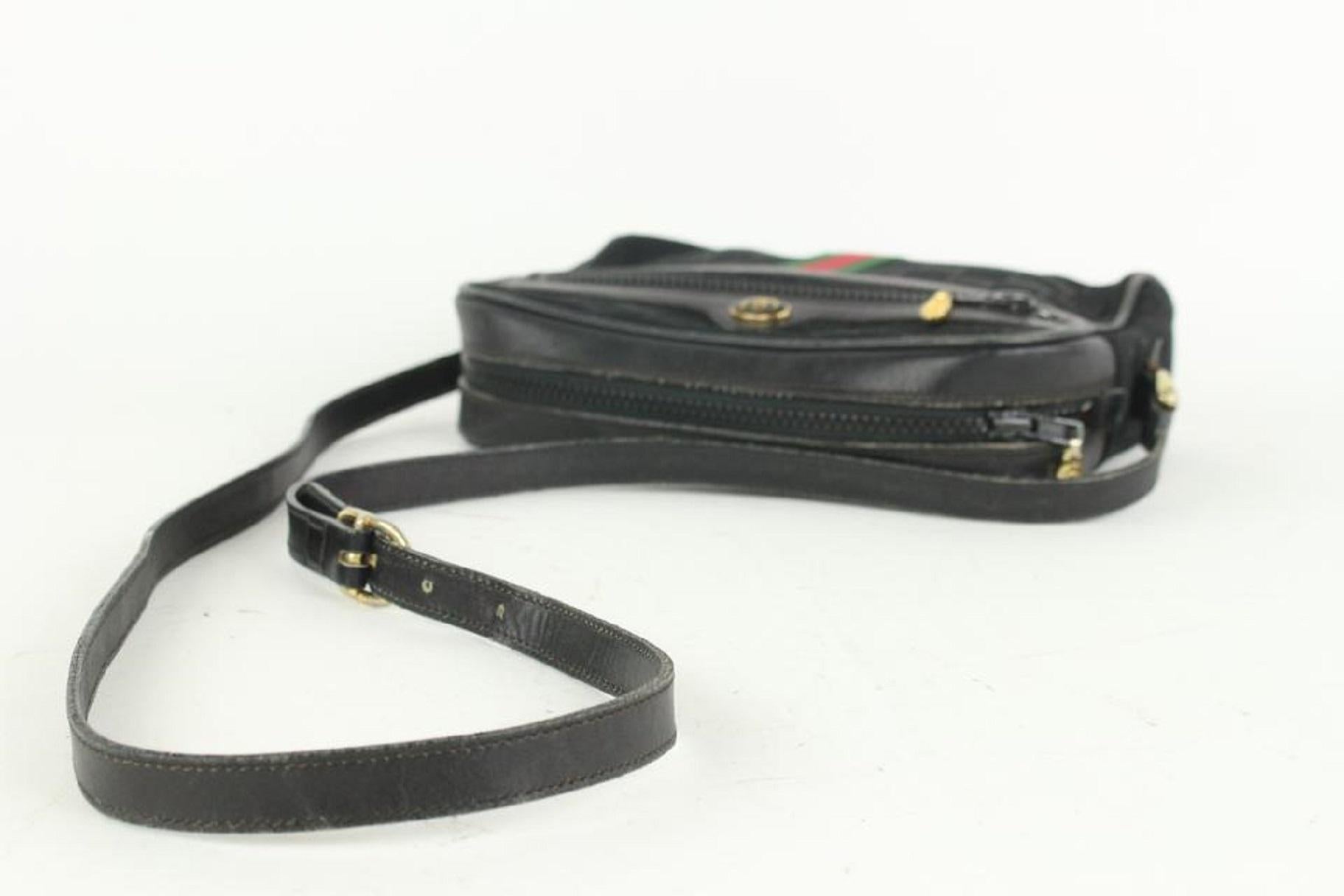 Gucci Black Monogram GG Web Ophidia Crossbody Bag 4GG1013 In Good Condition In Dix hills, NY