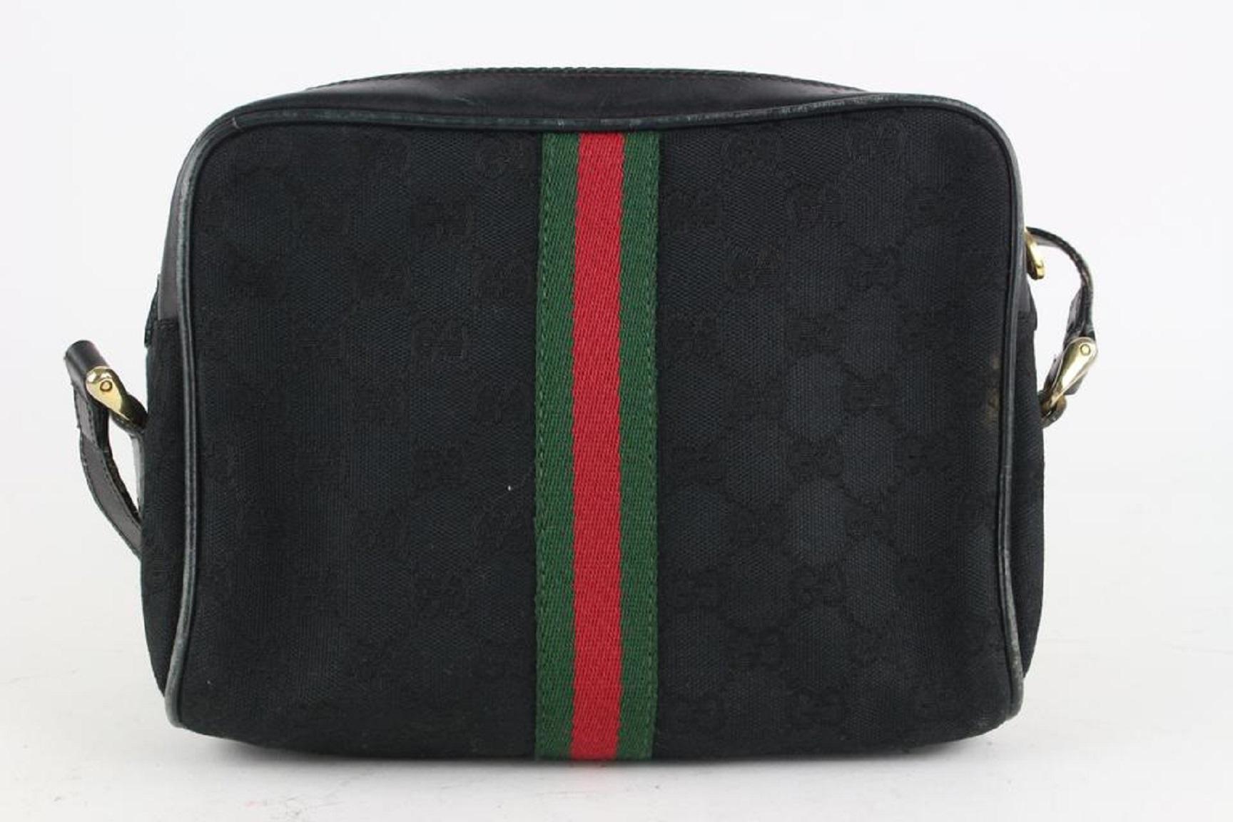 Gucci Schwarze Monogrammierte GG Web Ophidia Crossbody Tasche 4GG1013 im Angebot 2