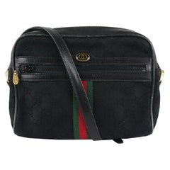 Gucci Black Monogram GG Web Ophidia Crossbody Bag 4GG1013