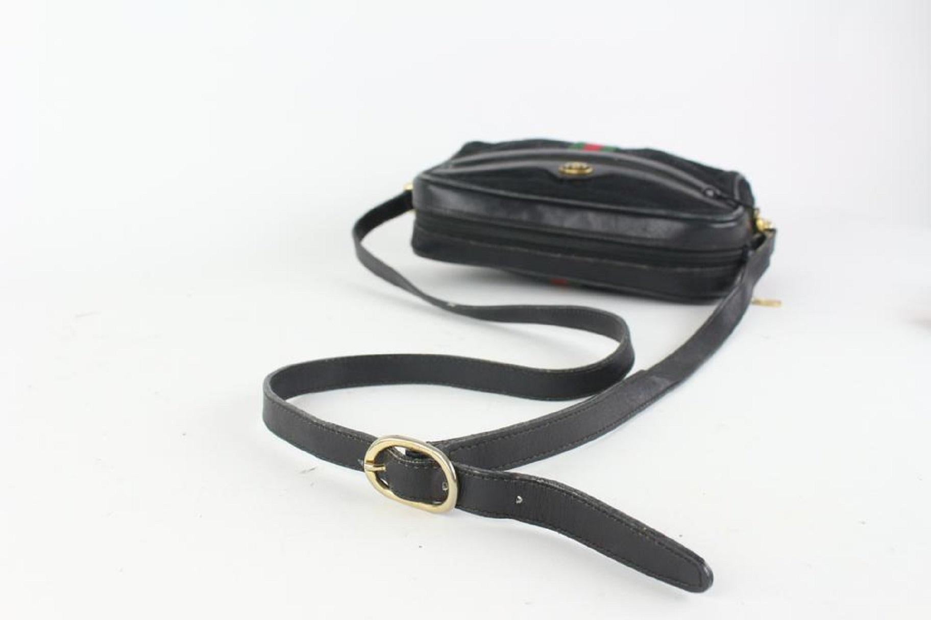 Gucci Black Monogram GG Web Ophidia Crossbody Bag 97gk27 In Good Condition In Dix hills, NY