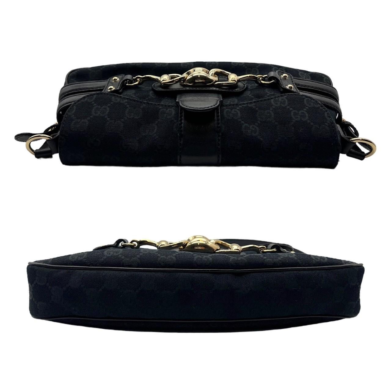 Women's Gucci Black Monogram Horsebit Handbag