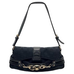 Gucci Black Monogram Horsebit Handbag