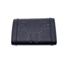 Gucci Black Monogram Leather Wonka 6 Key Holder Case Pouch