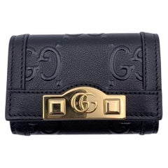 Used Gucci Black Monogram Leather Wonka 6 Key Holder Case Pouch