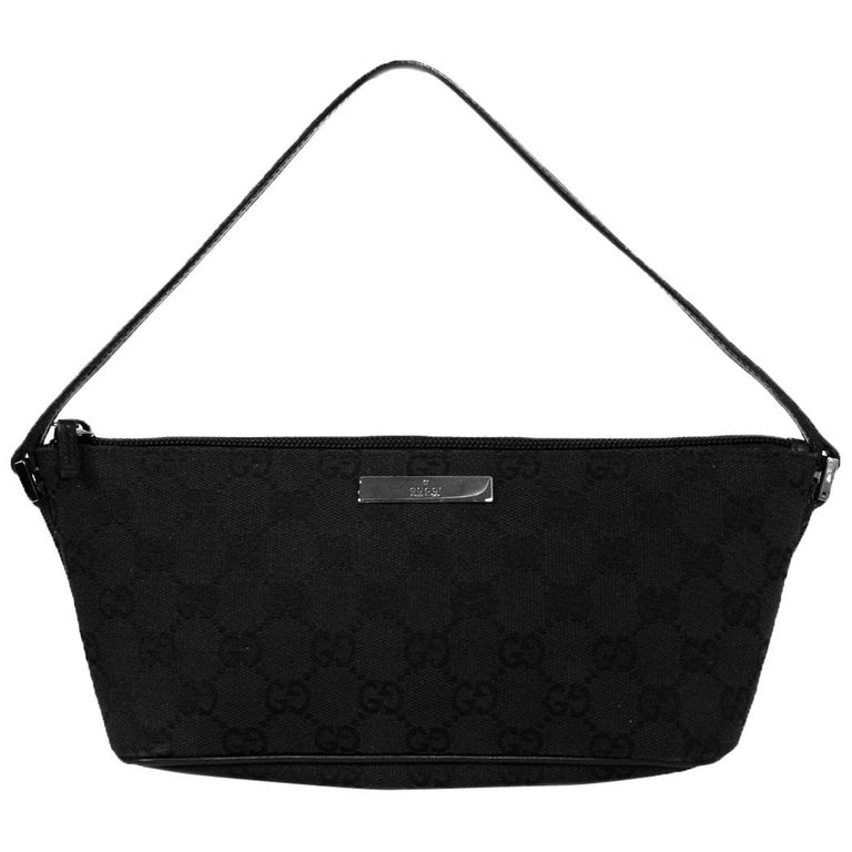 Gucci Black Monogram Pochette Bag For Sale at 1stdibs