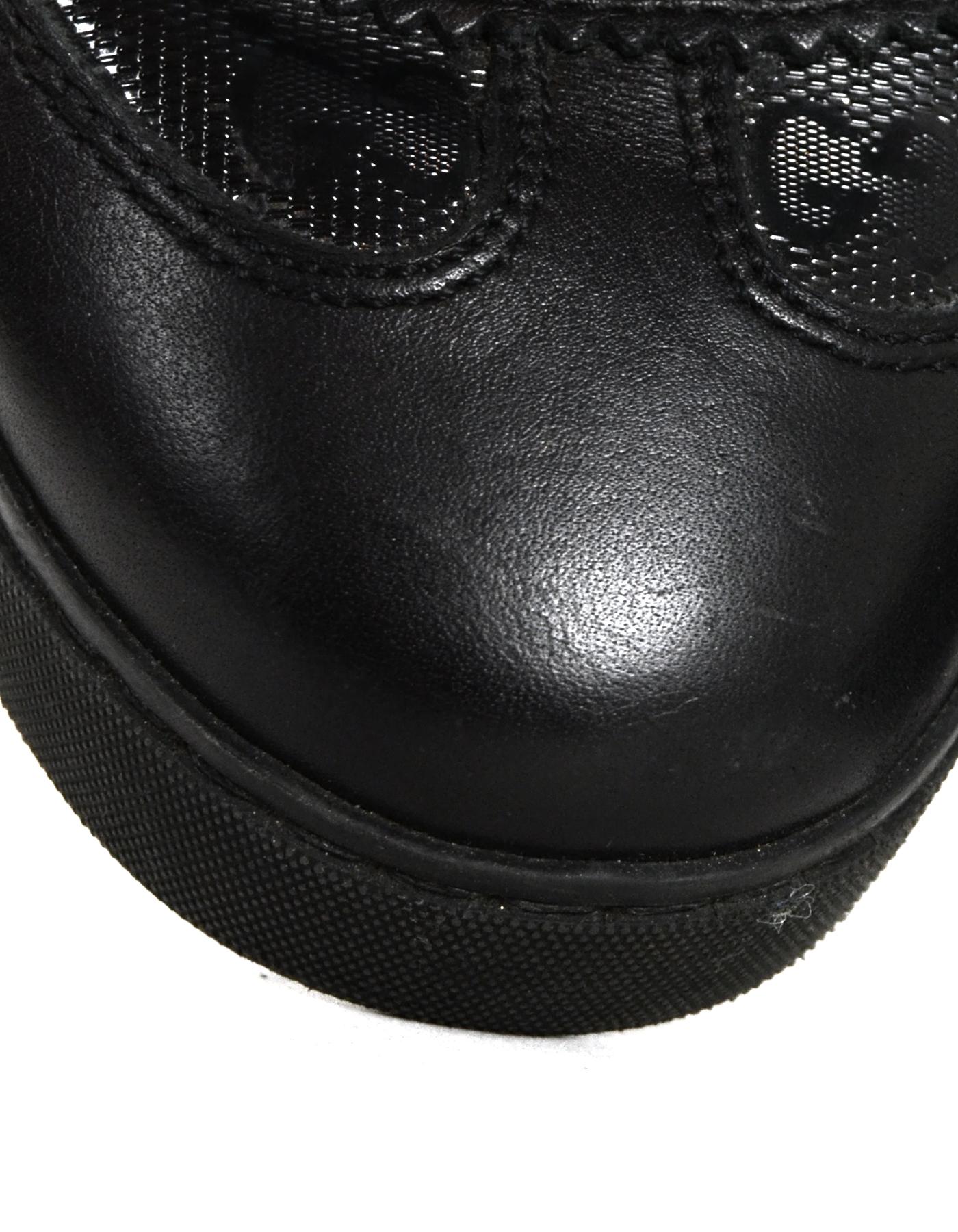 Gucci Black Monogram Sneakers w/ Leather Trim sz 36.5 For Sale 2