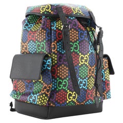 Gucci Schwarzer Mehrfarbiger Rucksack mit Tasche und Gürtel GG aus beschichtetem Segeltuch Medium