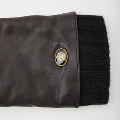 Gucci Black Nappa Cashmere Neo Tiger Gloves 9.5/M (524047)