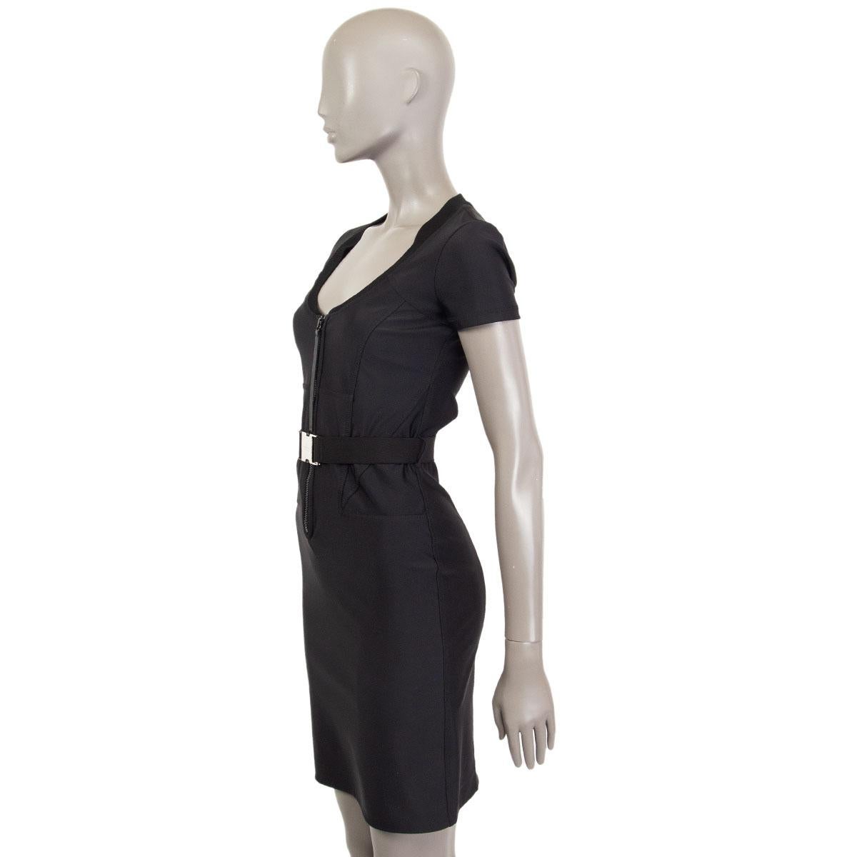 black zipper front dress