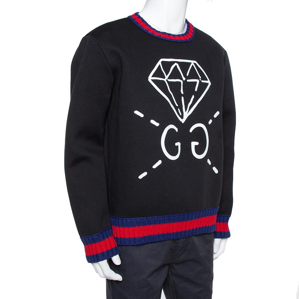 gucci ghost diamond logo neoprene sweater