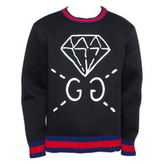 Gucci Black Neoprene Ghost Diamond Print Sweatshirt XL at 1stDibs