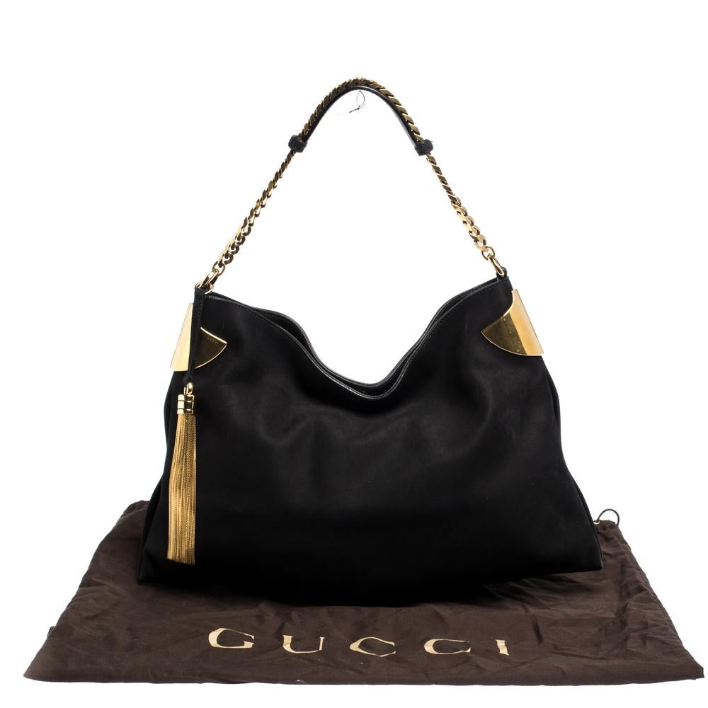 Gucci Black Nubuck Leather 1970 Shoulder Bag 6