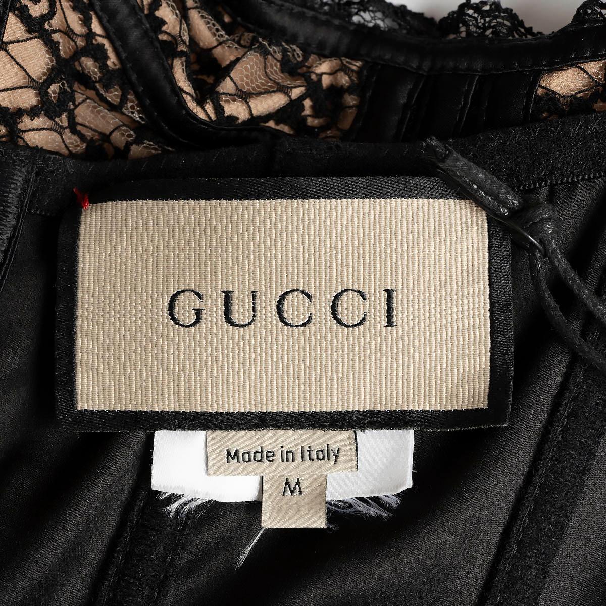GUCCI black & nude 2021 GG MESH & LACE BUSTIER Tank Top Shirt S For Sale 2