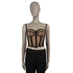 GUCCI black & nude 2021 GG MESH & LACE BUSTIER Tank Top Shirt S