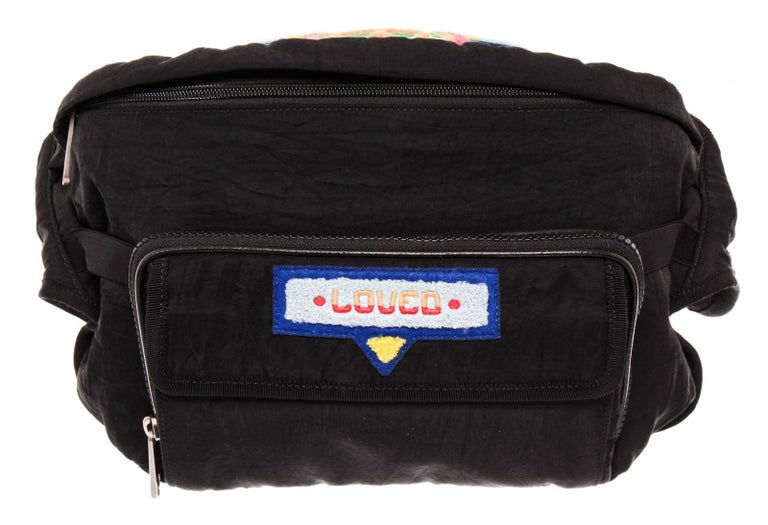 Gucci Black Nylon 80s Terry Cloth Patch Convertible Waist Bag For Sale at  1stDibs