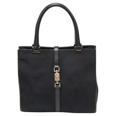 Gucci Black Nylon and Leather Jackie O Tote