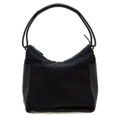 Gucci Black Nylon and Leather Vintage Hobo