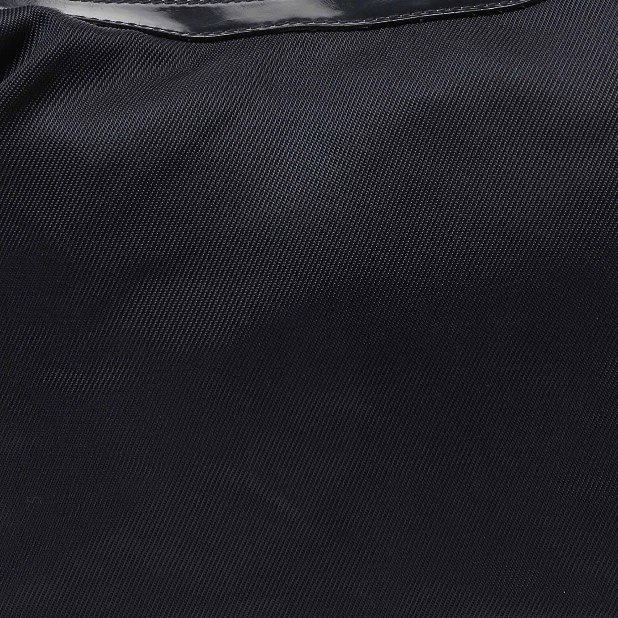 Gucci Black Nylon and Patent Leather Bamboo Handle Bag 1