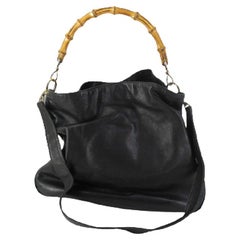 Gucci Black Nylon Bamboo 2Way Shoulder Bag
