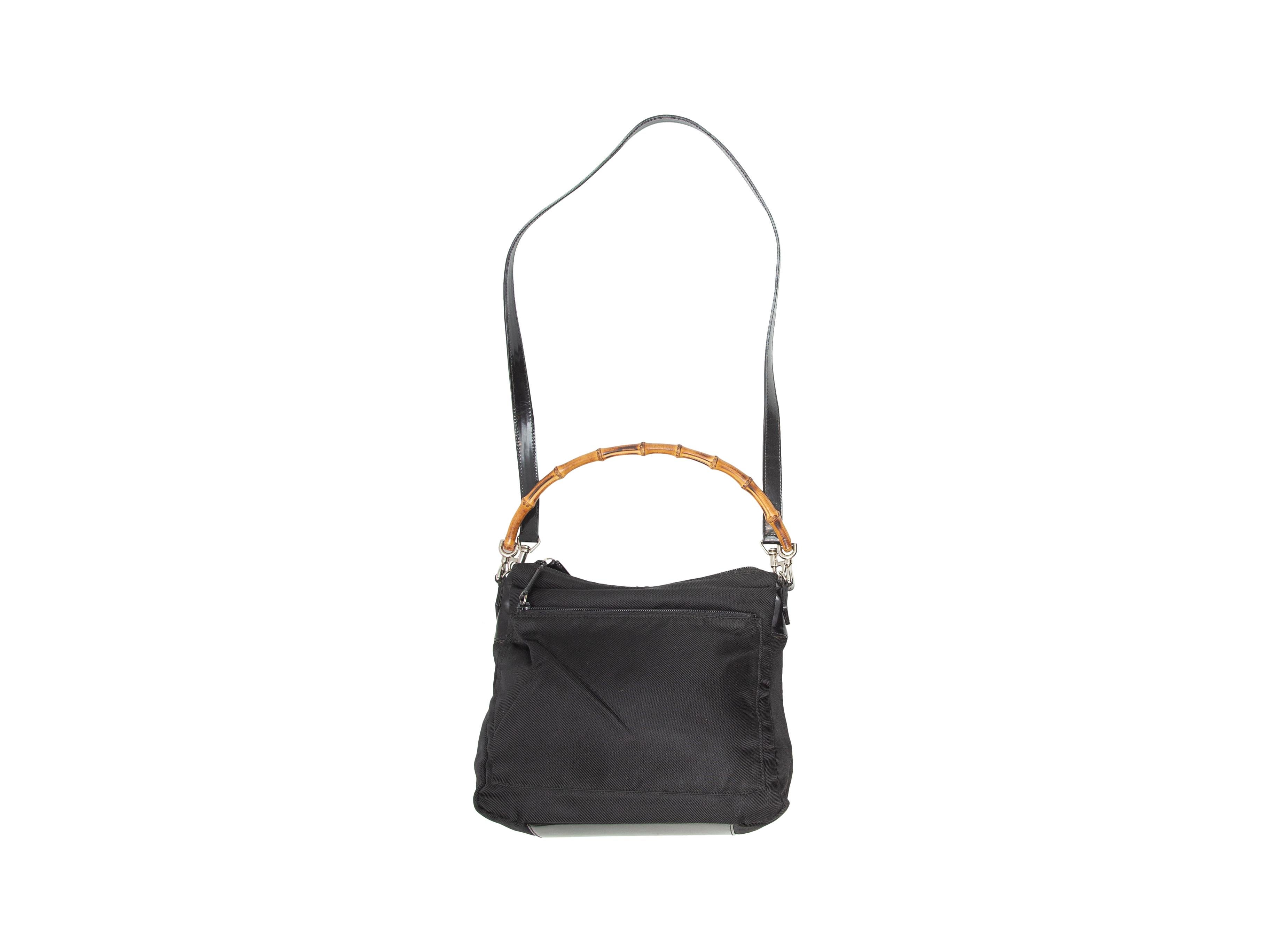 Women's Gucci Black Nylon Bamboo Handle Bag