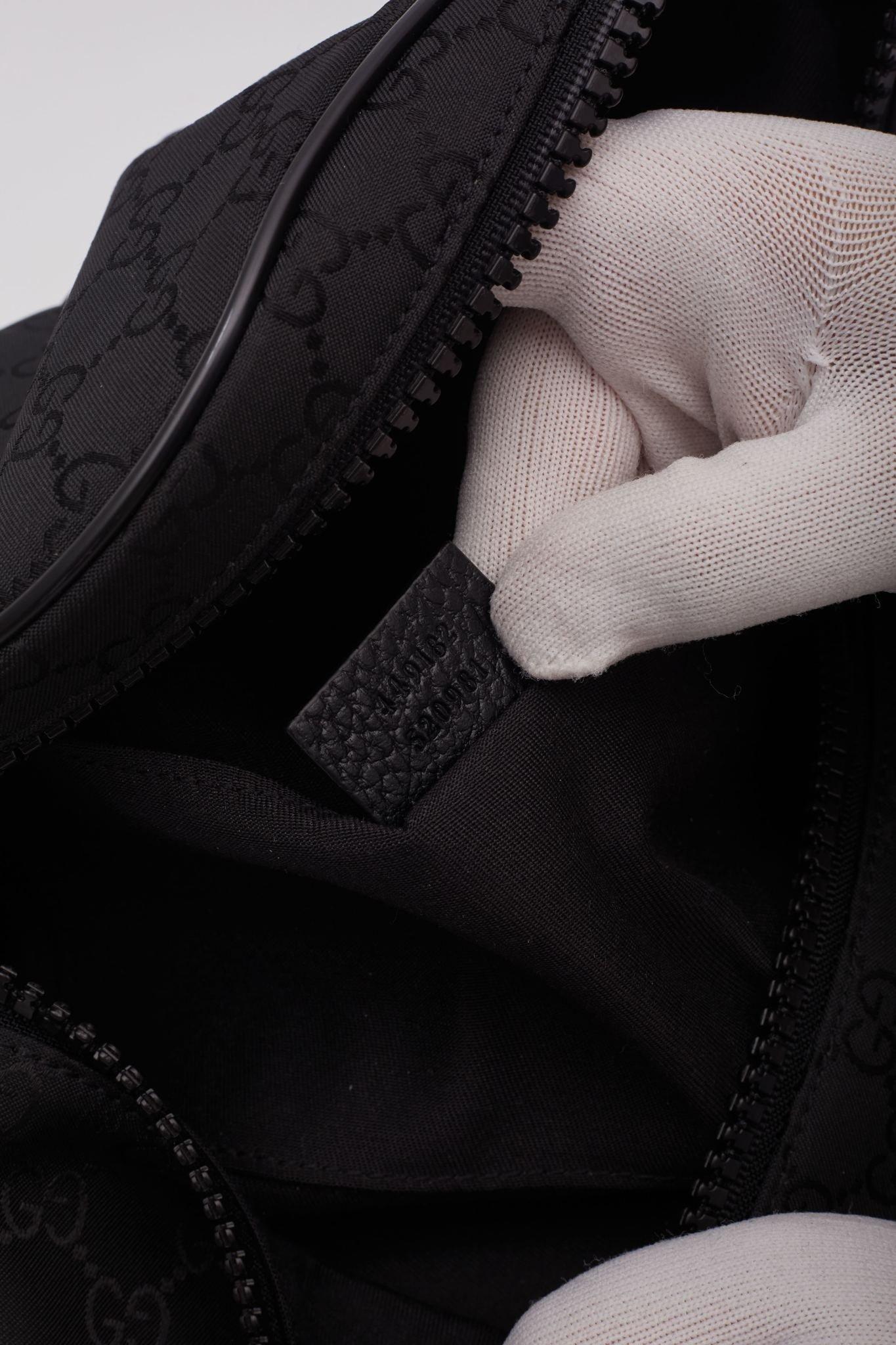 Gucci Black Nylon Canvas Monogram Fanny Belt Bag For Sale 6