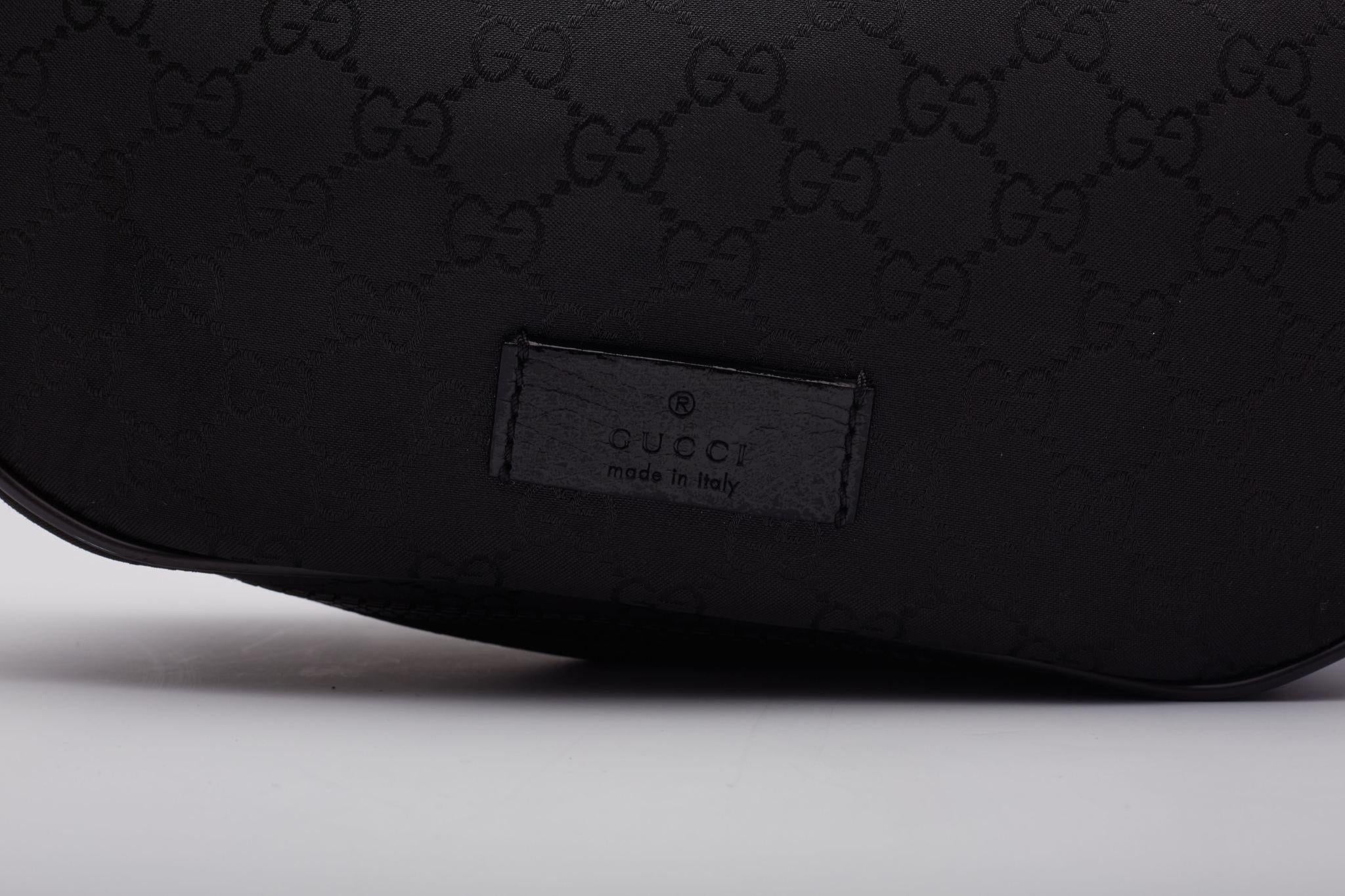 Gucci Black Nylon Canvas Monogram Fanny Belt Bag For Sale 7