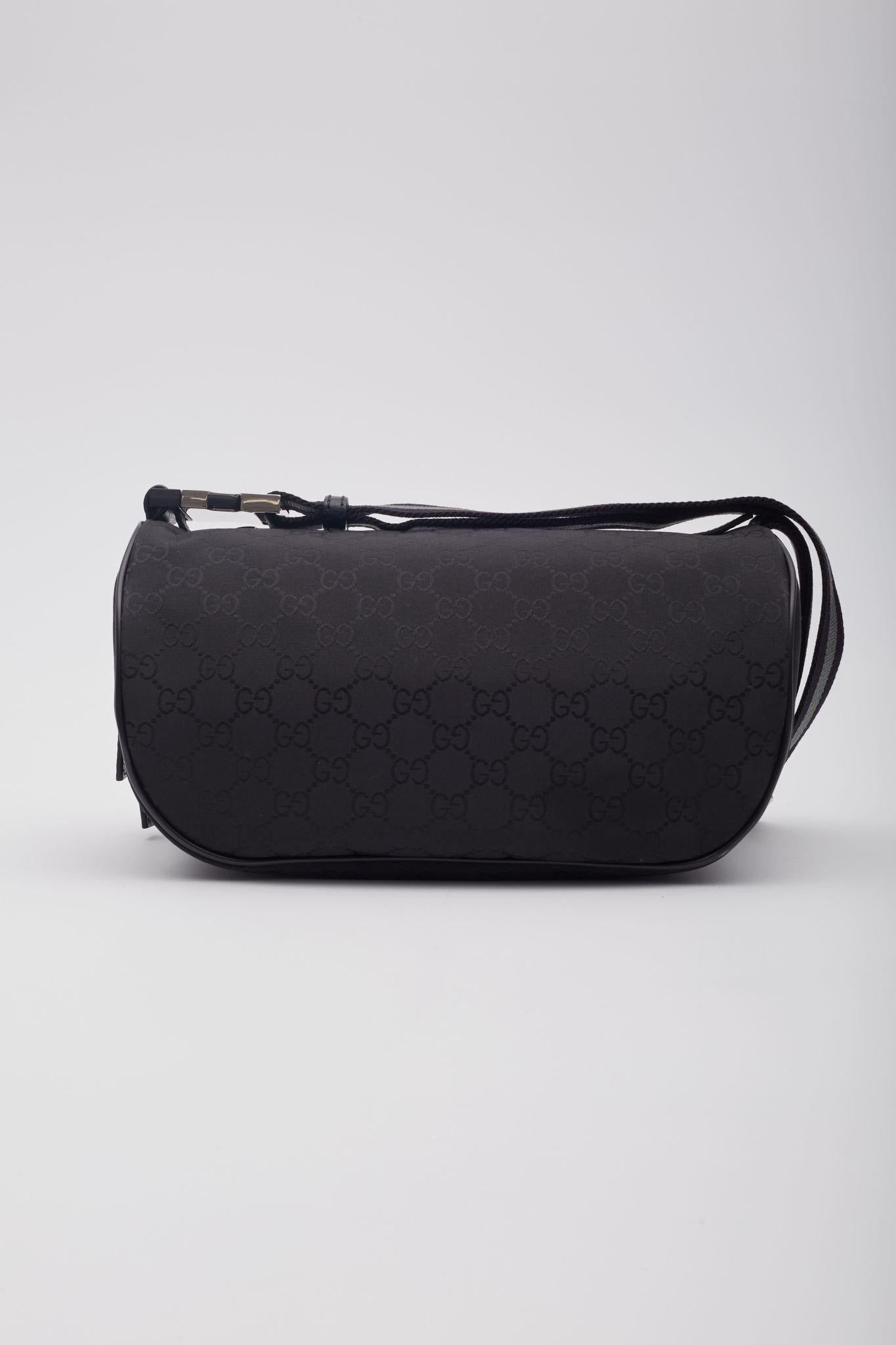 Gucci Black Nylon Canvas Monogram Fanny Belt Bag For Sale 2