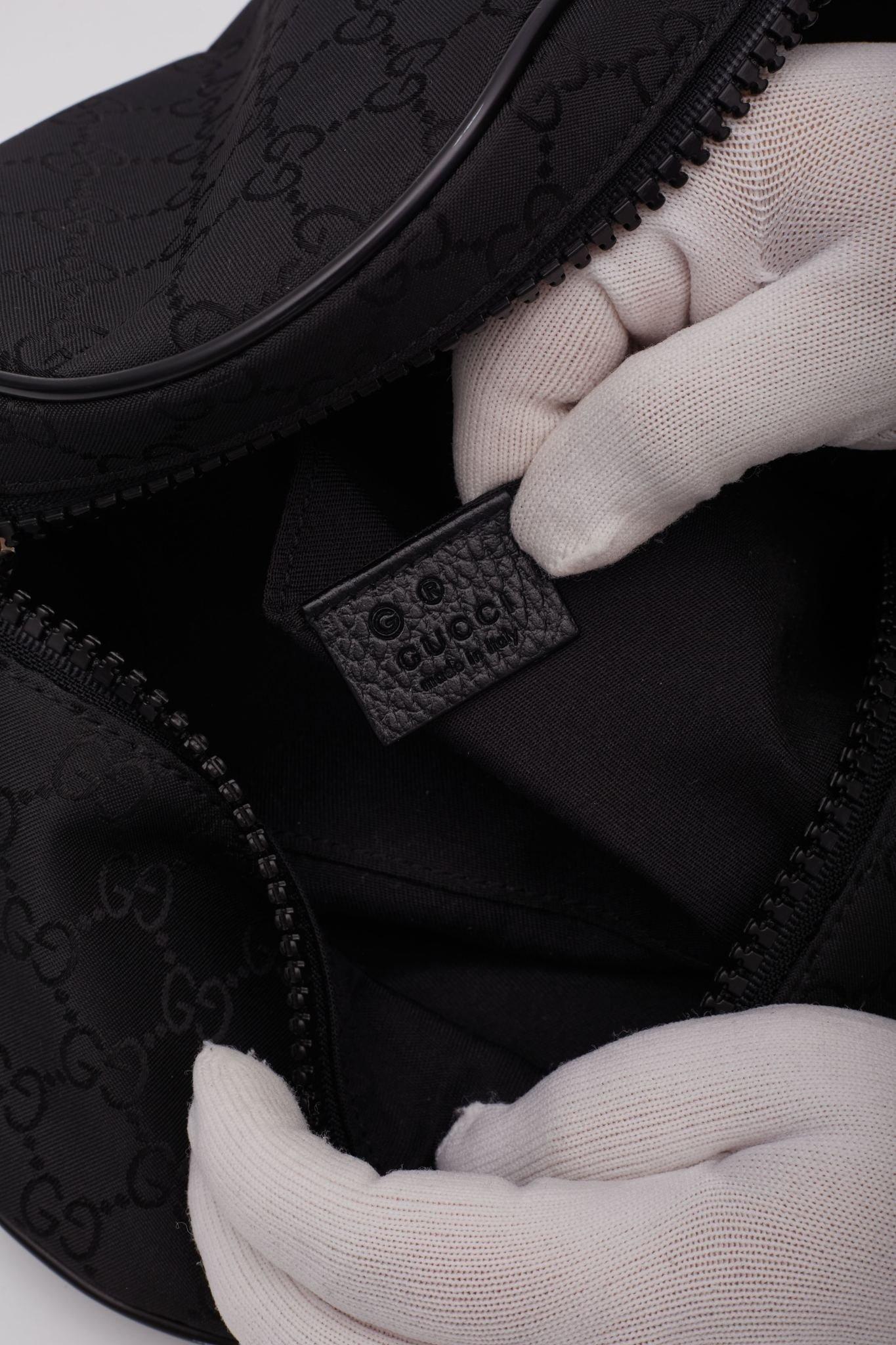 Gucci Black Nylon Canvas Monogram Fanny Belt Bag For Sale 5