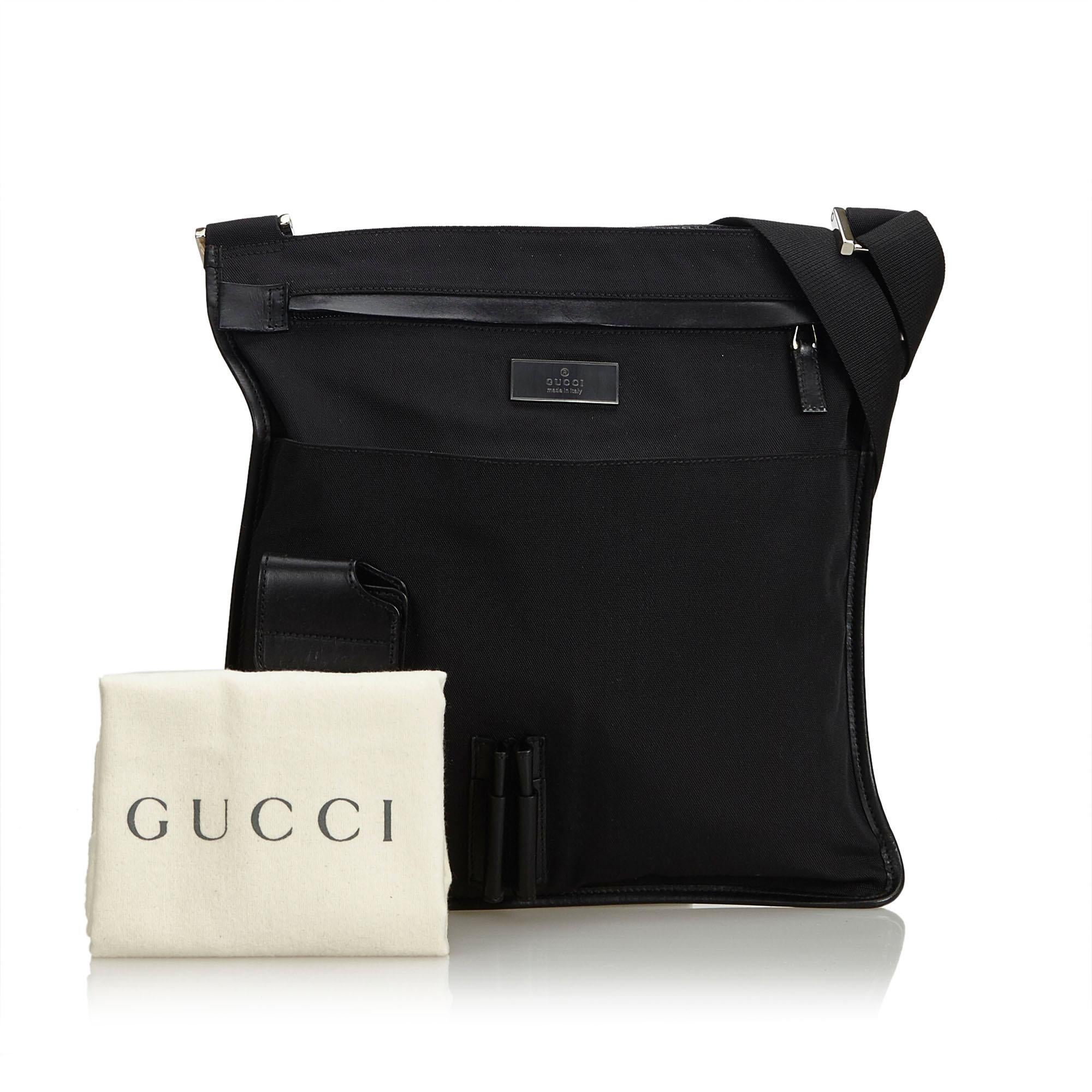 Gucci Black Nylon Fabric Crossbody Bag Italy w/ Dust Bag 6