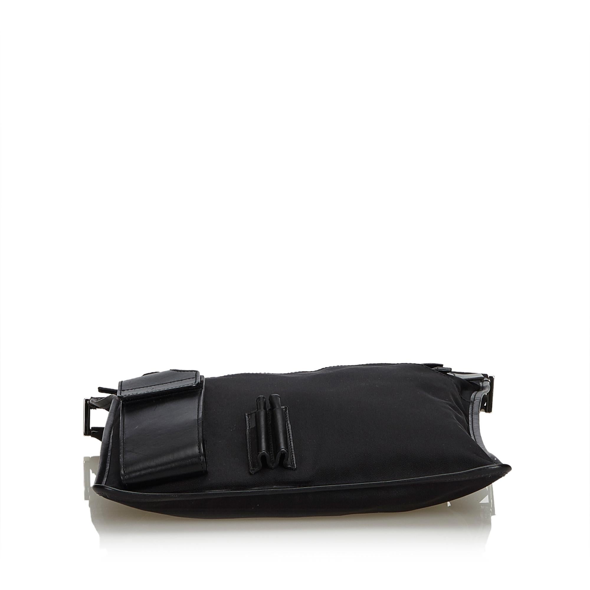 Women's Gucci Black Nylon Fabric Crossbody Bag Italy w/ Dust Bag