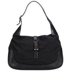 Gucci Black Nylon Fabric Jackie Shoulder Bag Italy w/ Dust Bag