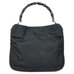 Gucci Black Nylon Handle Bag with Black Bamboo