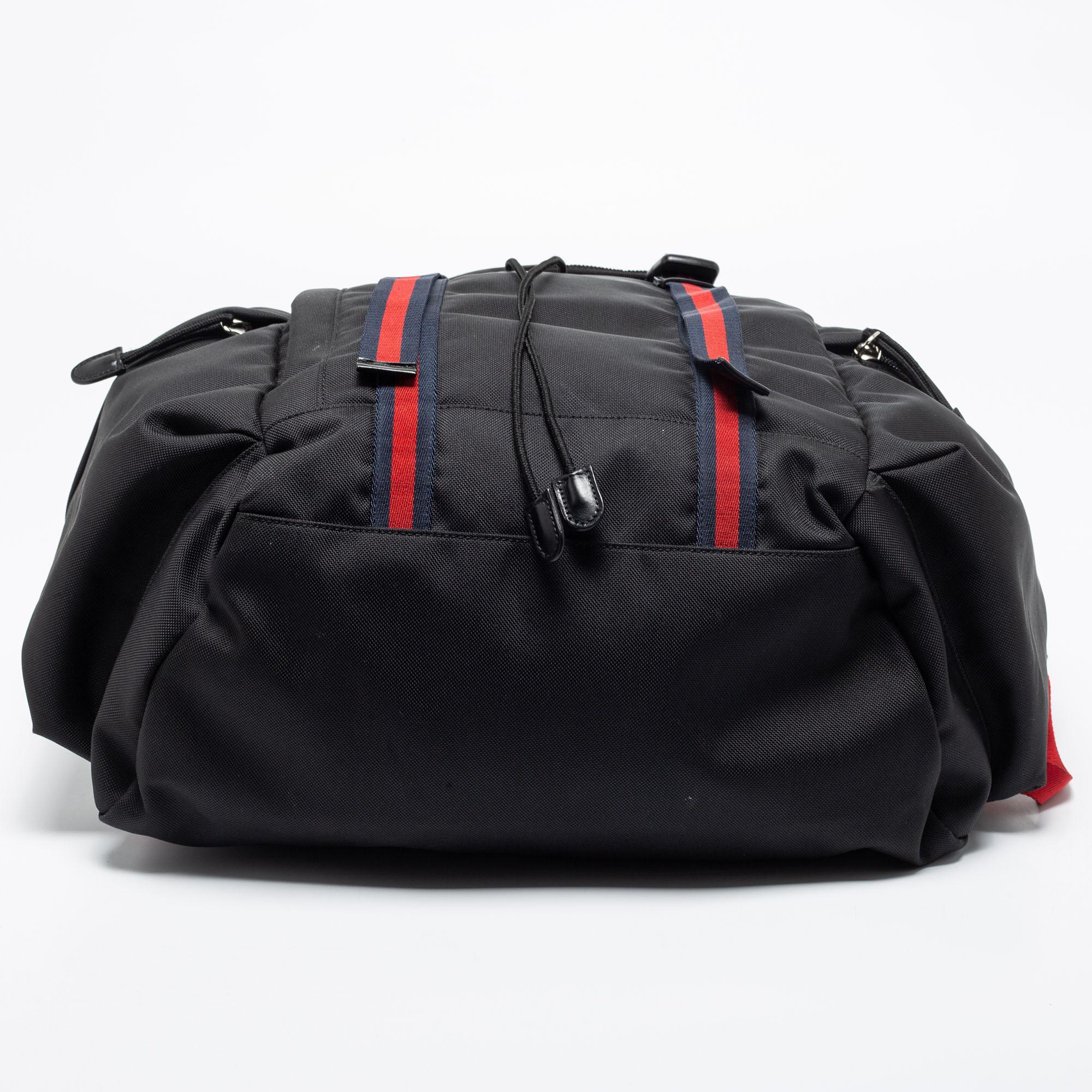 Gucci Black Nylon Techpack Backpack In Good Condition In Dubai, Al Qouz 2