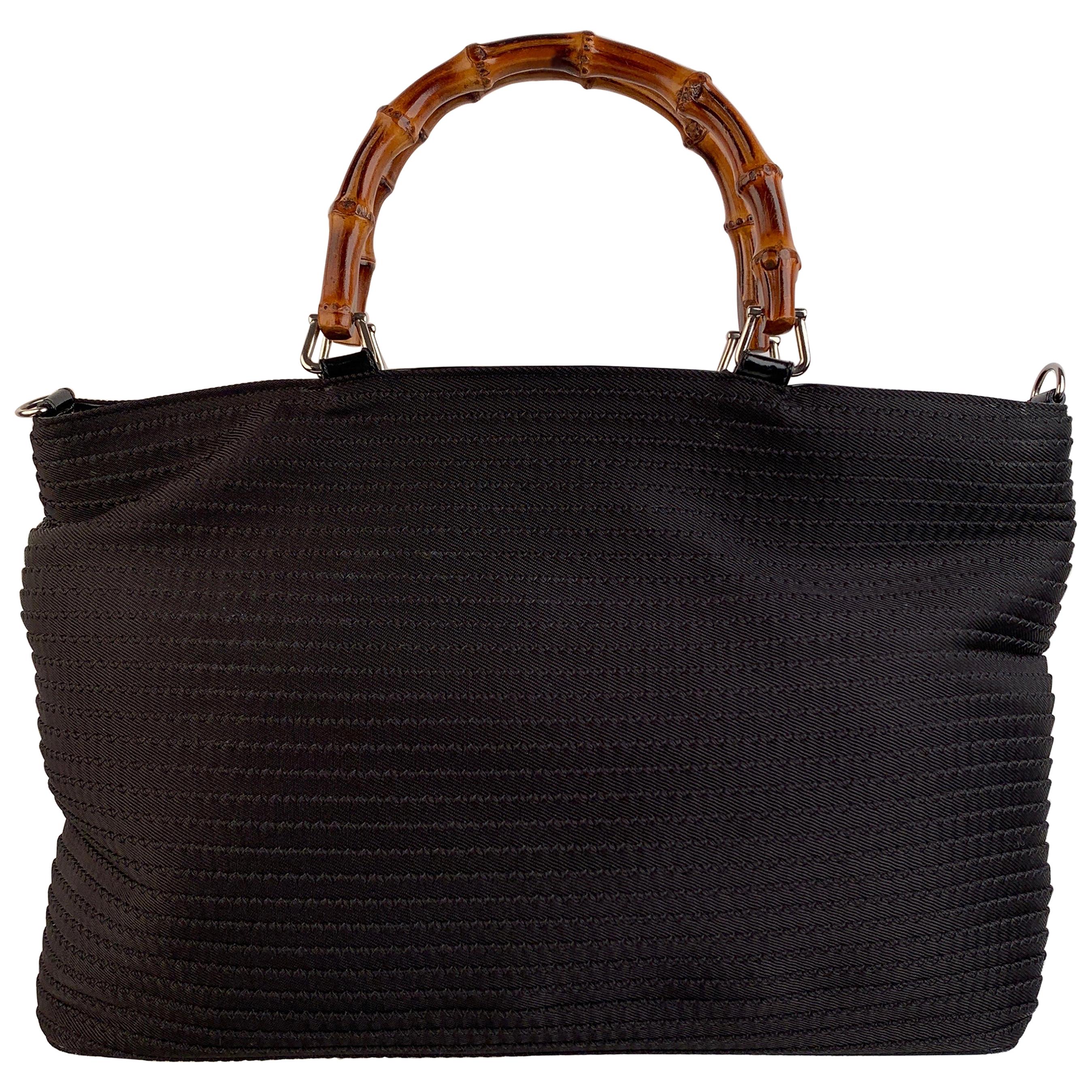 black nylon tote bag with zipper