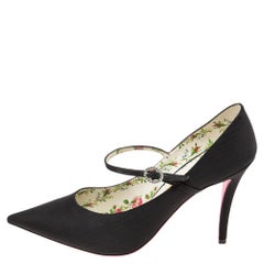 Gucci Black Nylon Virginia Mary Jane Pointed Toe Pumps Size 38