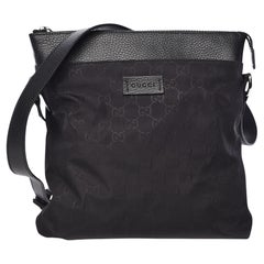 Gucci Black Nylon With Leather Trim Messenger Bag