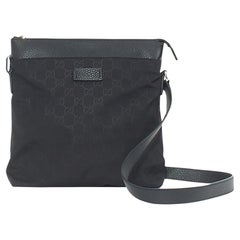 Gucci Black Nylon With Leather Trim Messenger Bag