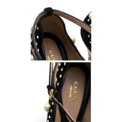 Gucci Black Ofelia Suede Crystal Pearl Python Pumps SIZE 38