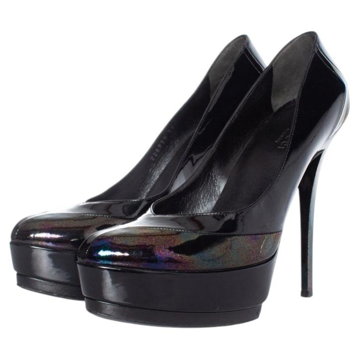 Pre-owned Gucci , Black Oil Slick Platform Pump