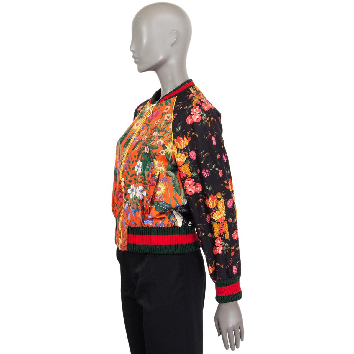 Gucci Bomber in seta nera e arancione LOVED PANTHER 42 M In condizioni ottime a Zürich, CH