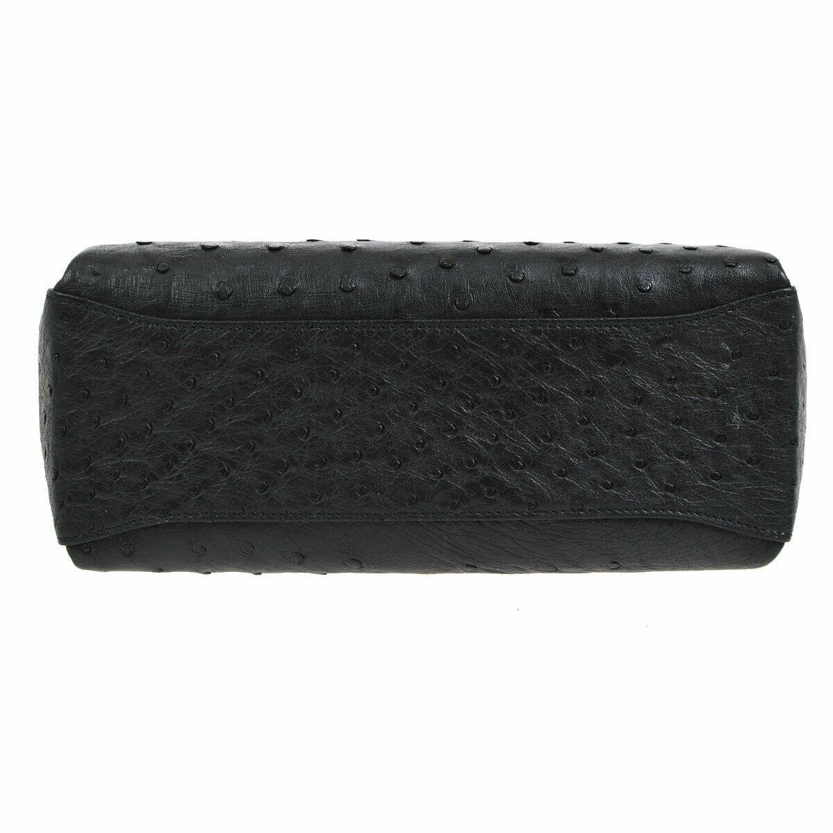 Gucci Black Ostrich Bamboo Mini Kelly Style Top Handle Satchel Shoulder Bag  1